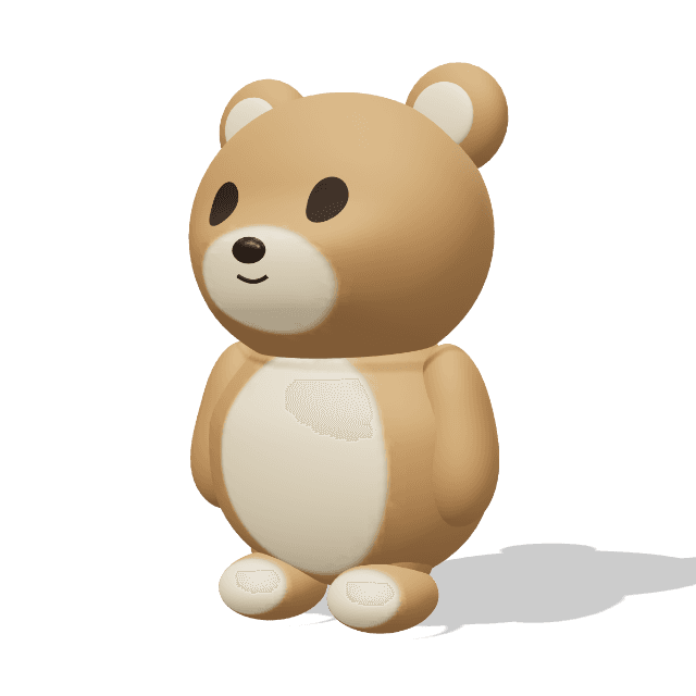 Teddy Bear, a warm brown plush companion with a cream muzzle