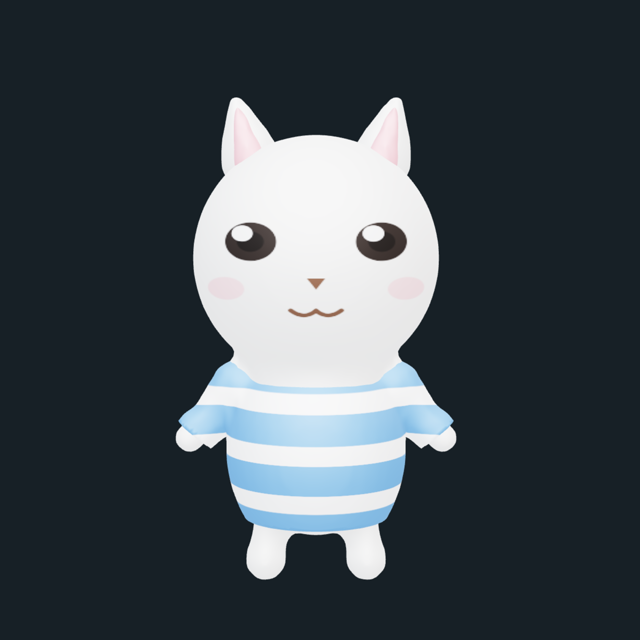 3D mascot example — Cat · striped hoodie