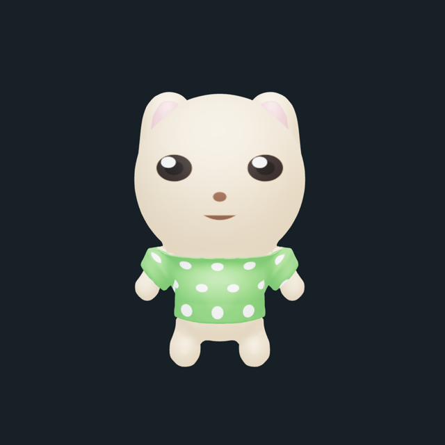 3D mascot example — Dog · dotty tee, chubby