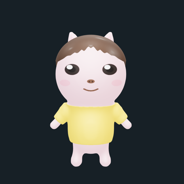 3D mascot example — Pig · bob hair
