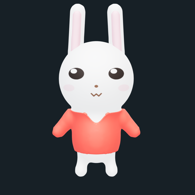 3D mascot example — Rabbit · V-neck